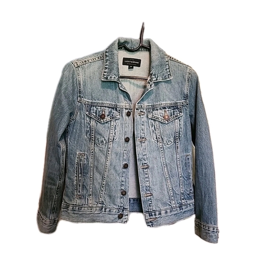 Lucky Brand Womens Tomboy Trucker Cumberland Blue Denim Jean Jacket Size Small